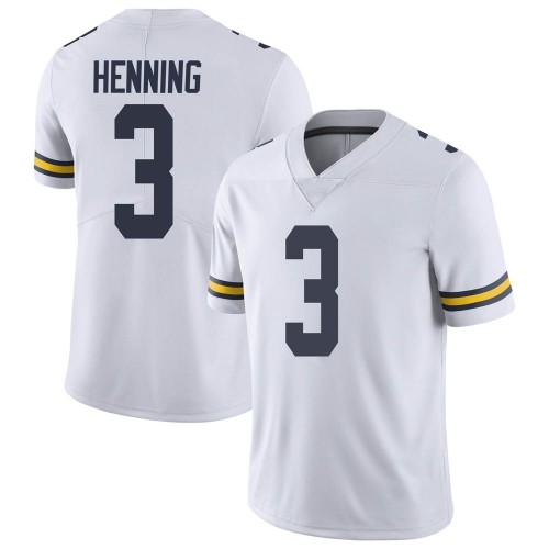 A.J. Henning Michigan Wolverines Men's NCAA #3 White Limited Brand Jordan College Stitched Football Jersey ZQP2754HM